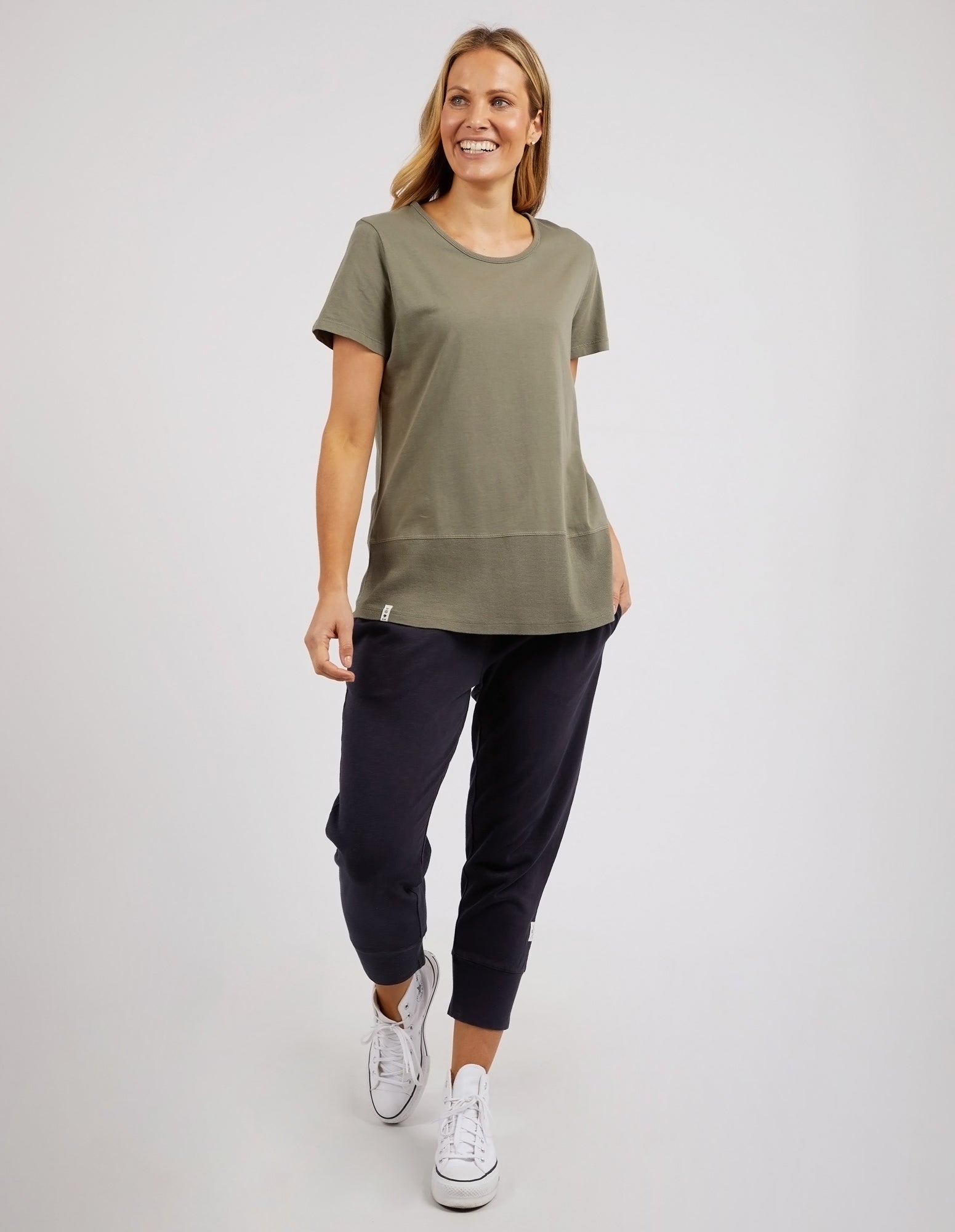 Rib Short Sleeve Tee Washed Khaki