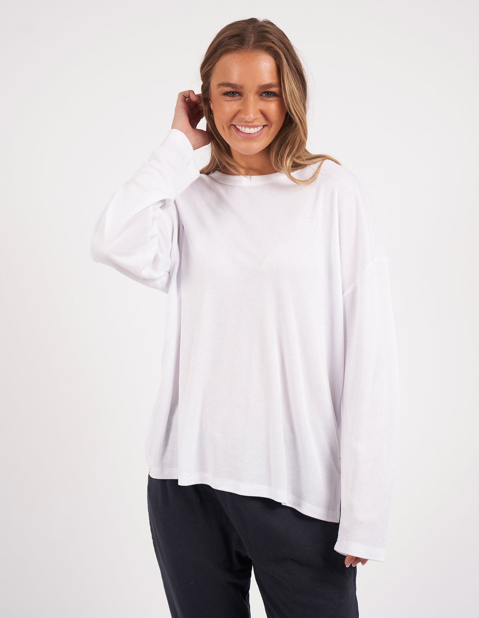 Xanthe Long Sleeve Rib White