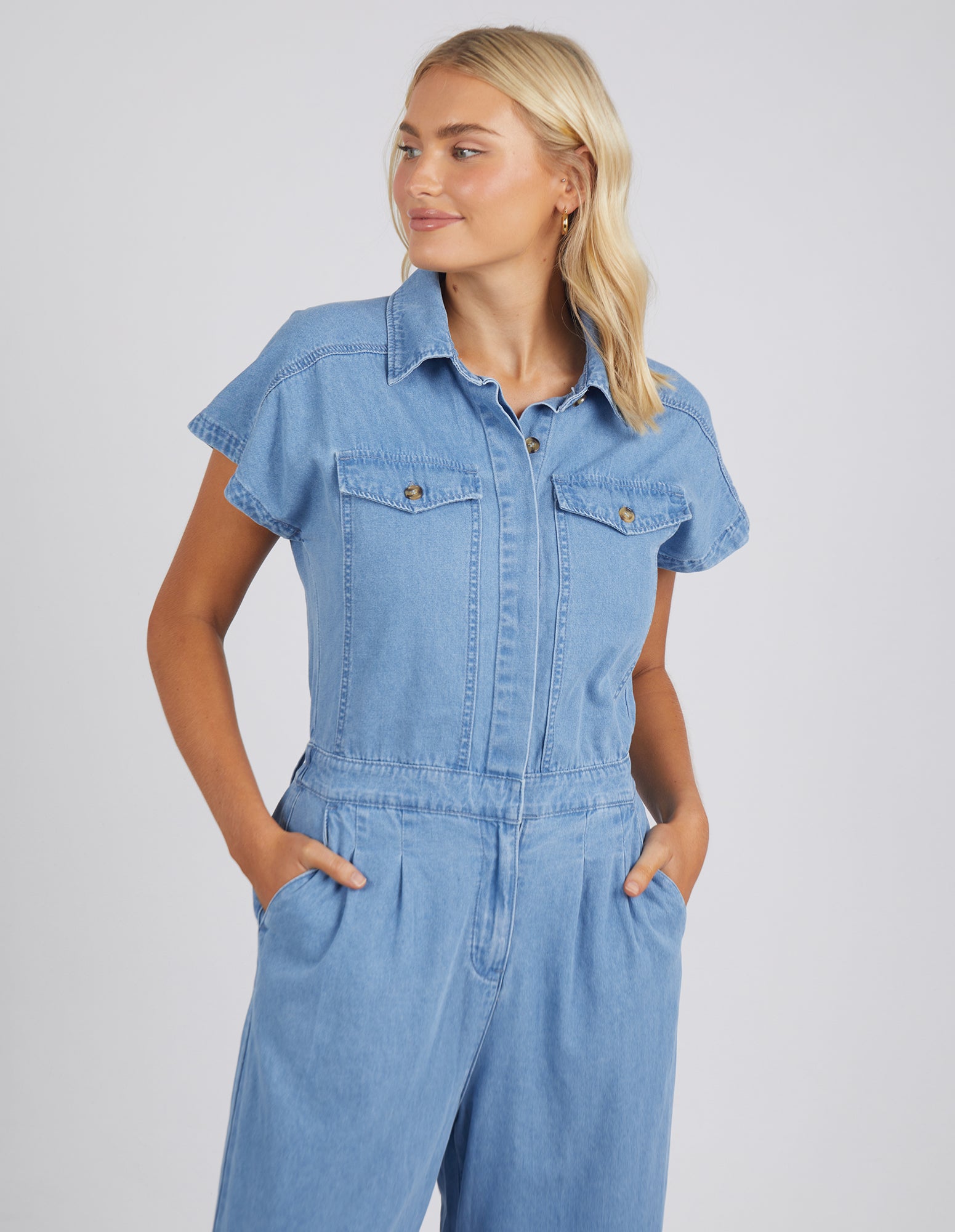 Frida Denim Jumpsuit Mid Blue Wash