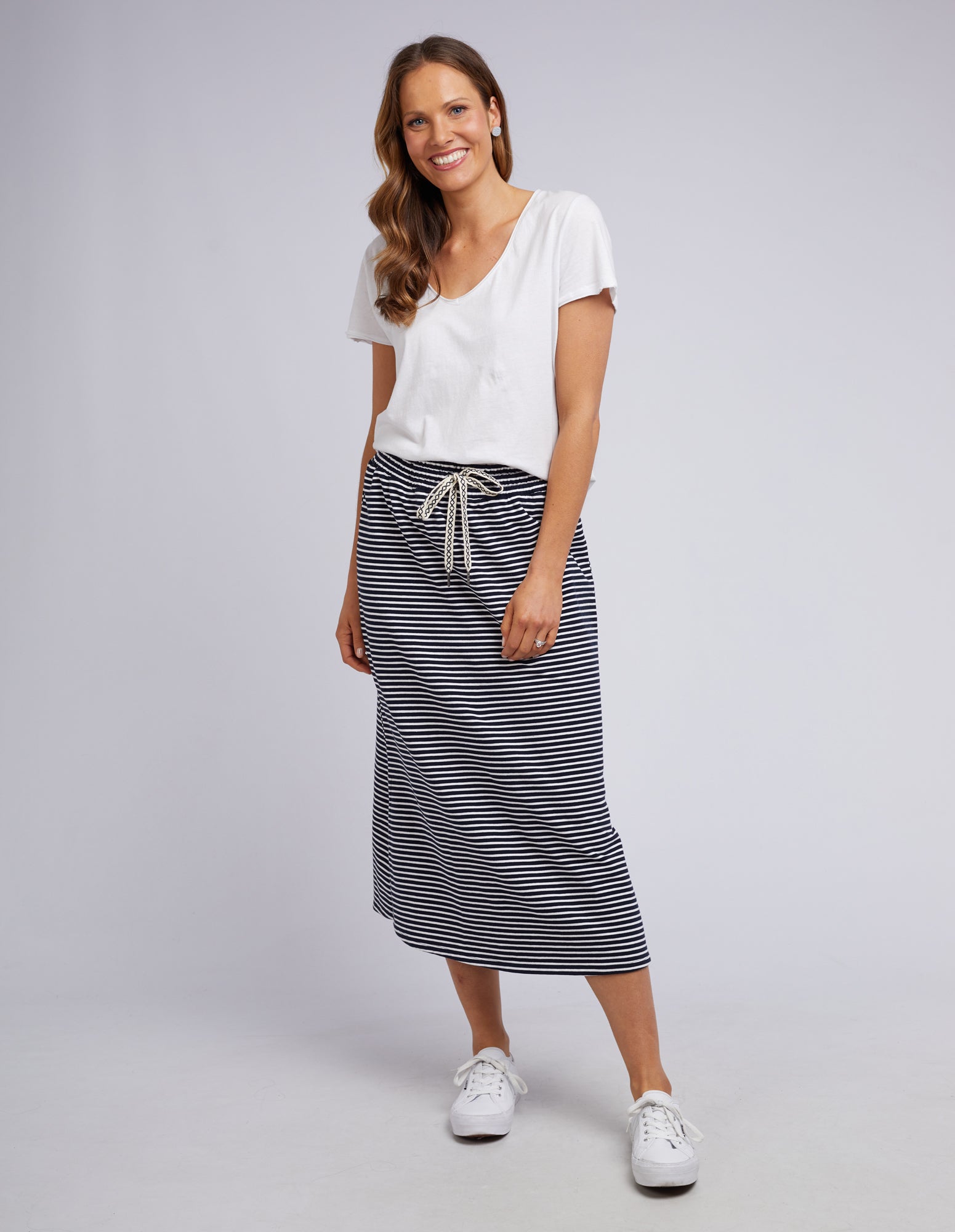 Travel Skirt Navy & White Stripe