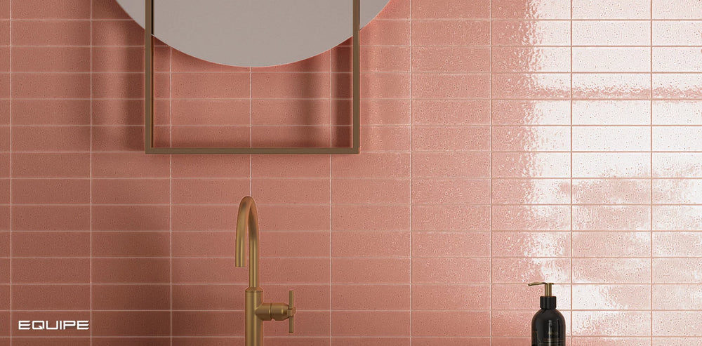 Köksinspiration med rosa kakel på vägg ifrån Equipe