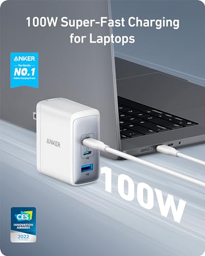 ANKER 736 Nano II 100W USB C Charger 3-Port GaN Fast Charger A2145 - WHITE Like New