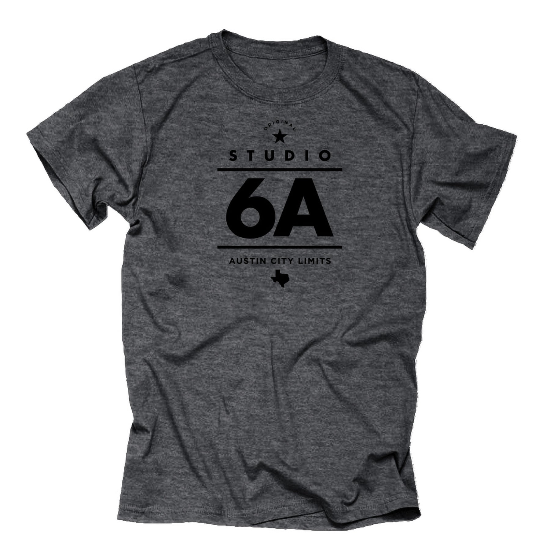 Dark Gray Unisex T-Shirt with Black Studio 6A Logo - Austin City ...