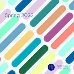 Rectangles with rounded corners are in diagonal rows across the square.  They are each a different colour from the Holchester Designs Spring 2022 Colour Palette.