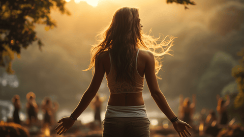 lady performing her warm-up exercises outdoors in the morning