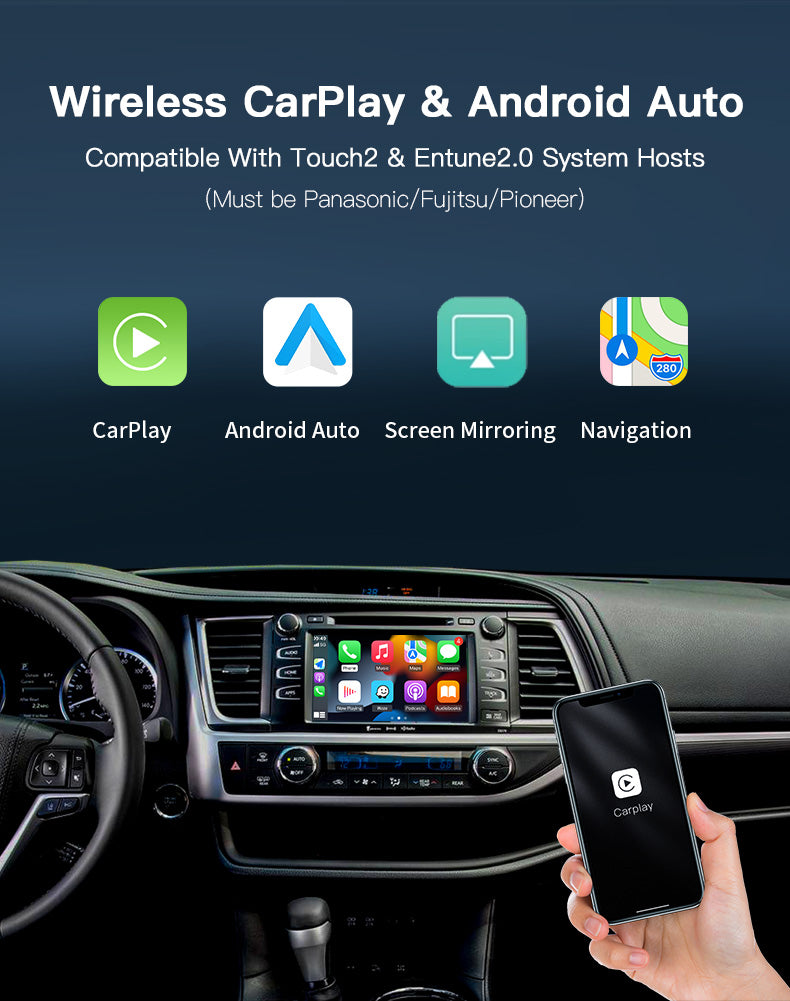 Toyota Car Play: Wireless CarPlay and Android Auto Adapter for Toyota with  Touch 2 / Entune 2 (Panasonic)