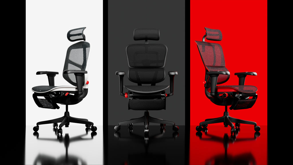 Ultra gaming chairs in white, black and red frames