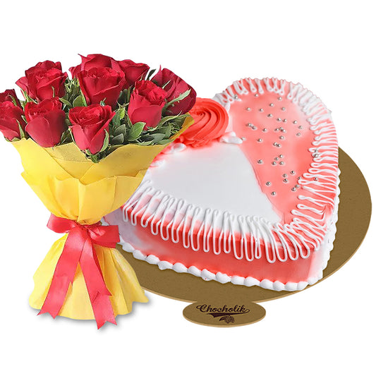 Online romantic heart shape fondant strawberry cake to Pune, Express  Delivery - PuneOnlineFlorists