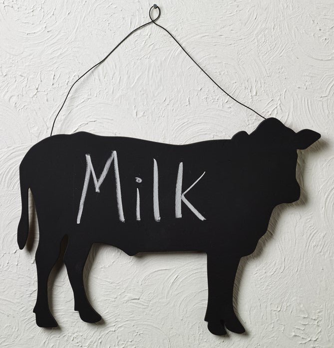 Wood Cow Chalkboard With Wire Hanger For Doors Walls Kitchen