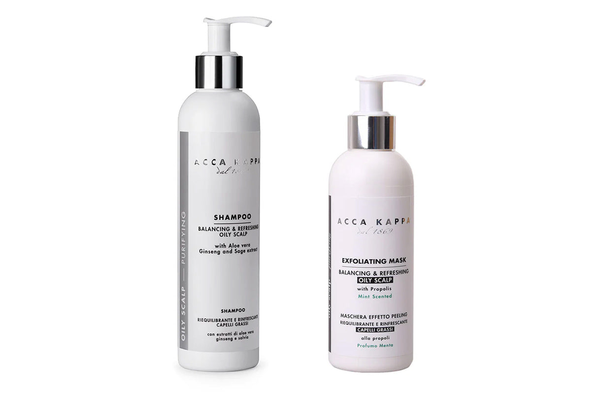The Balancing & Refreshing Shampoo and Scalp Exfoliating Mask by ACCA KAPPA