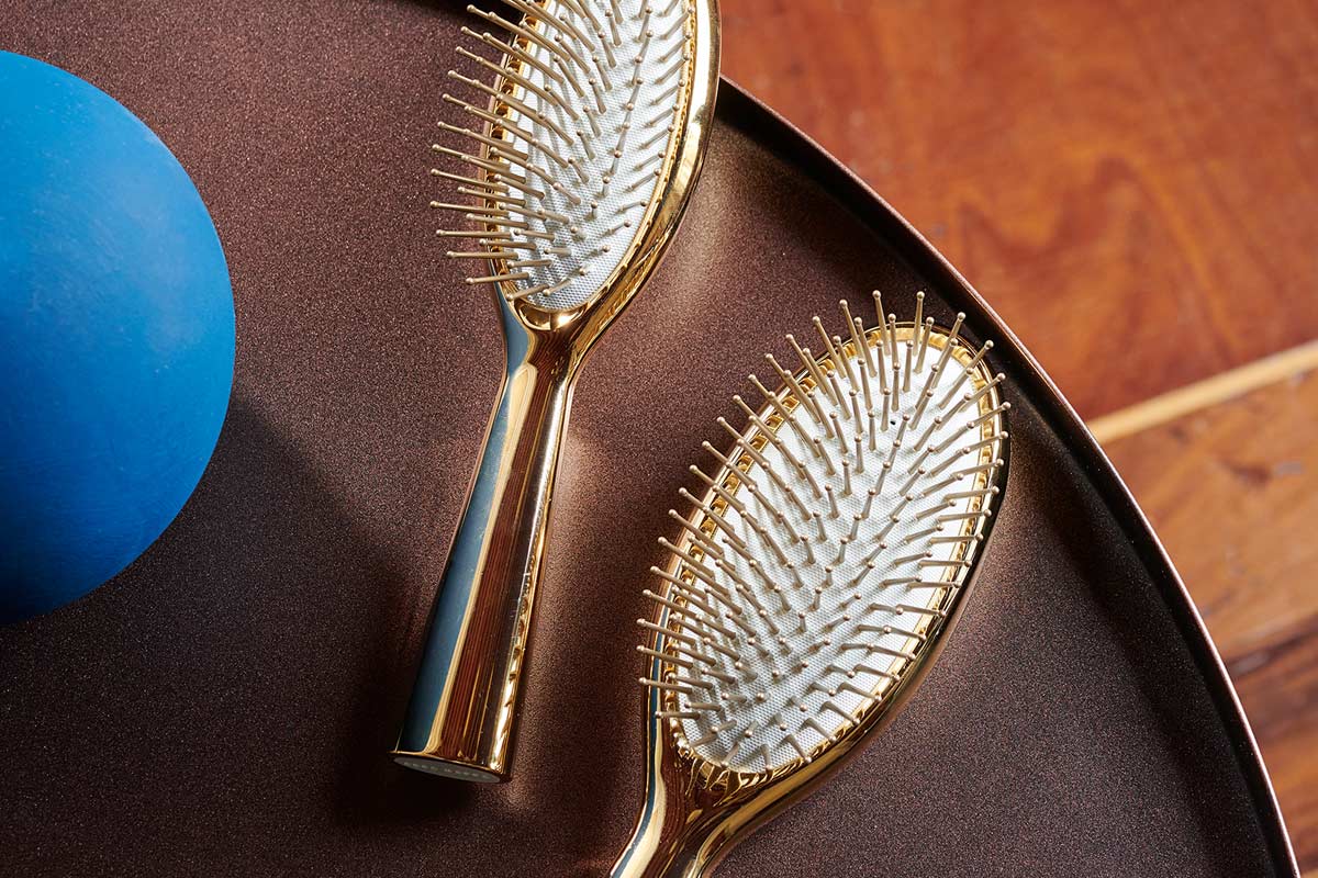 Special-Edition Gold Finish Hairbrush by Acca Kappa