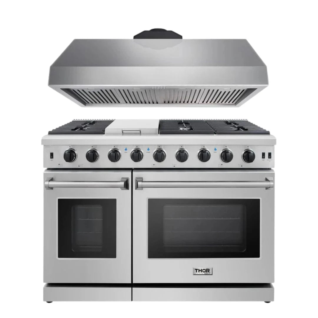 THOR Kitchen Appliance Package - 2-Piece - 48-Inch Propane Gas Range and Range Hood Package, KAP-LRG4807ULP