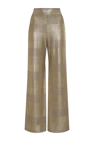 Copper Sparkly Pants - Lurex Knit Pants - Wide-Leg Metallic Pants - Lulus