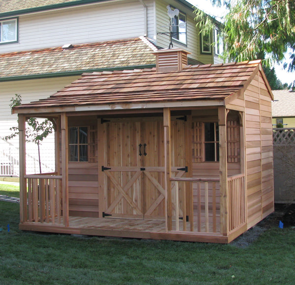 Garden Shed with Covered Porch, Backyard Shed Living Space 