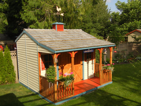 Garden Shed with Covered Porch, Backyard Shed Living Space 