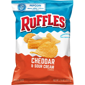 Ruffles Potato Chips Cheddar & Sour Cream Flavored 2.5 oz - El Tesoro Supermarket - Ruffles Cheddar And Sour Cream Chips