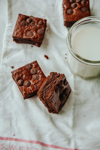 PMS brownies with glass of milk