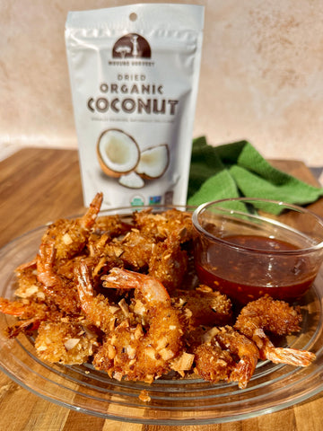 Coconut shrimp made with Mavuno Harvest Dried Coconut