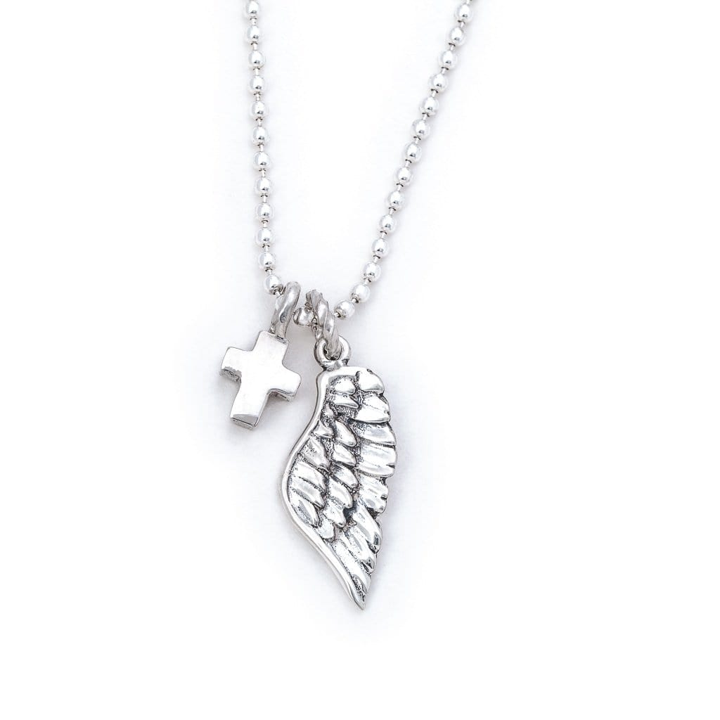 cross with angel necklace