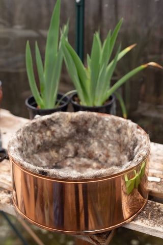 Hortiwool inside Copper and Green Copper Planter