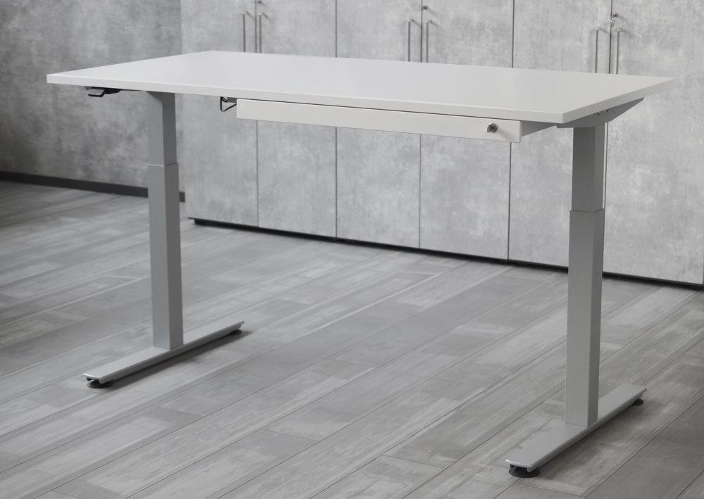 Unterbauschublade-breit-abschließbar-büromöbel plus-weiß-metall-lang-design-schubalde-höhenverstellbarer Schreibtisch