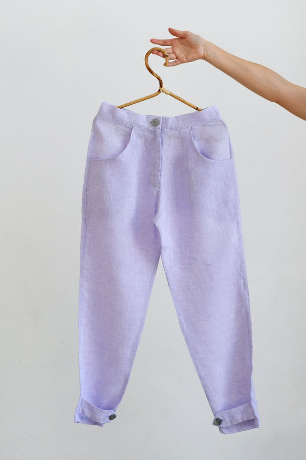 Buttoned Cuff Linen Pants