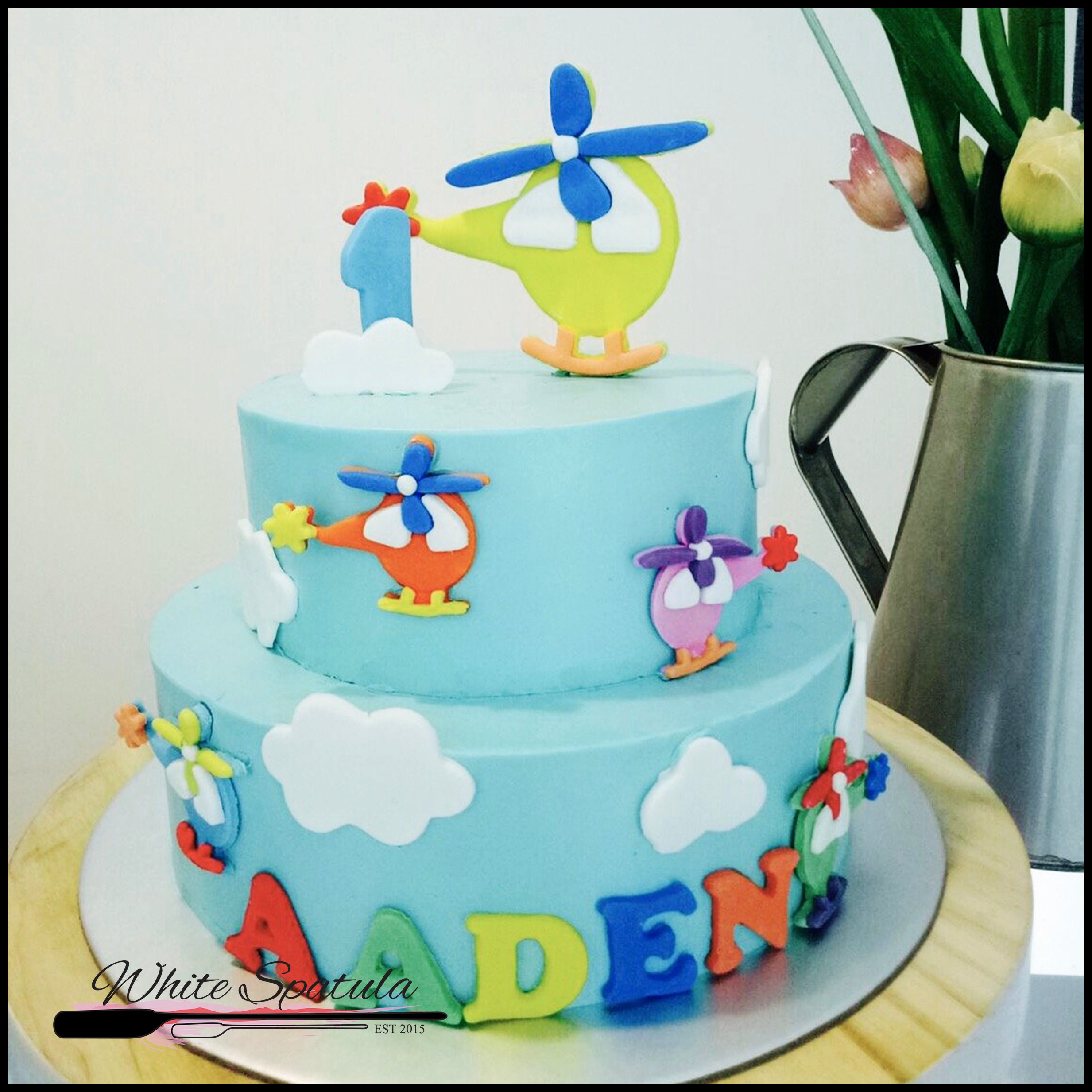 Air Plane Or Helicopter Buttercream Cake White Spatula