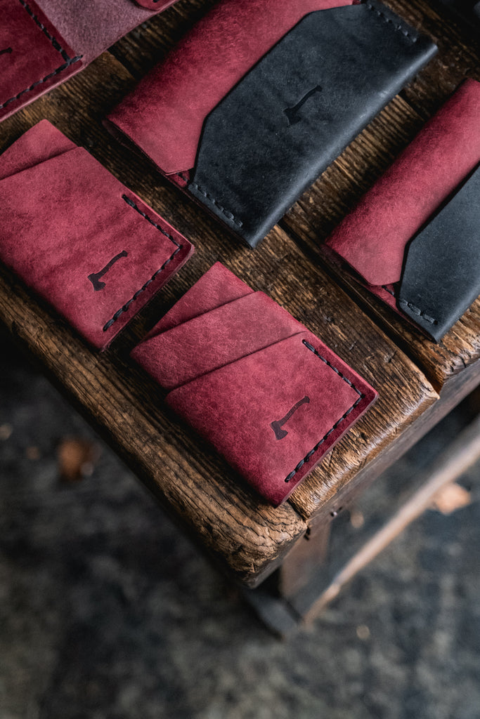 Bordeaux Black Pueblo handmade leather wallets