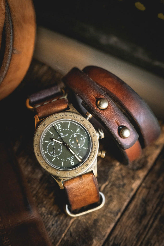 Bronze Watch patina leather nato shell cordovan strap Craft and Lore