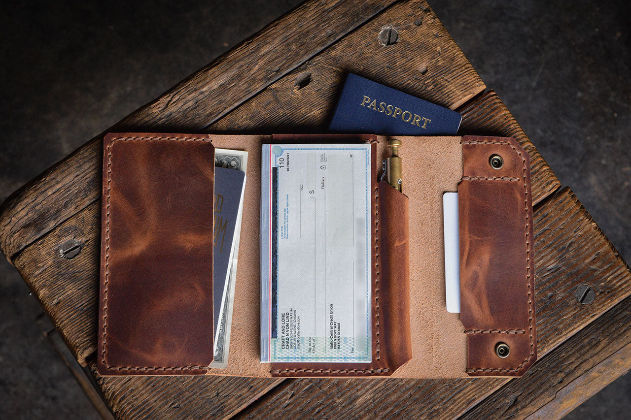 Checkbook Wallet, Handmade Horween Leather Business Checks Holder ...