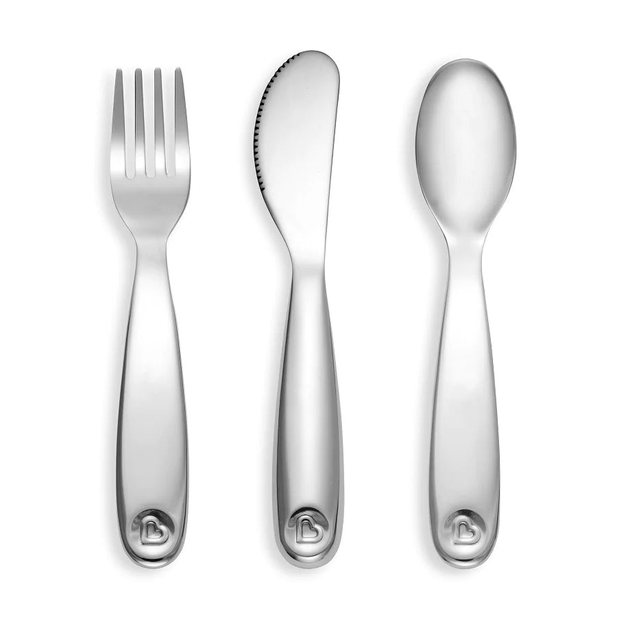 Photos - Cutlery Set Munchkin Polish™ Stainless Steel Toddler Fork, Knife & Spoon Set 27149 
