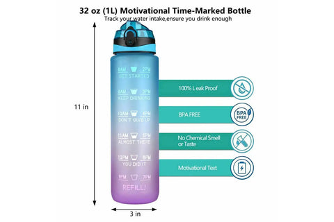 1L Water Bottle Motivational With Time Markings
