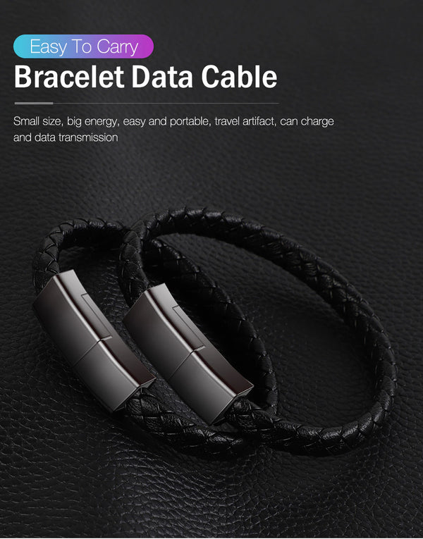 Leather Bracelet USB Cable Portable Fast Charging For All Mobile Phone