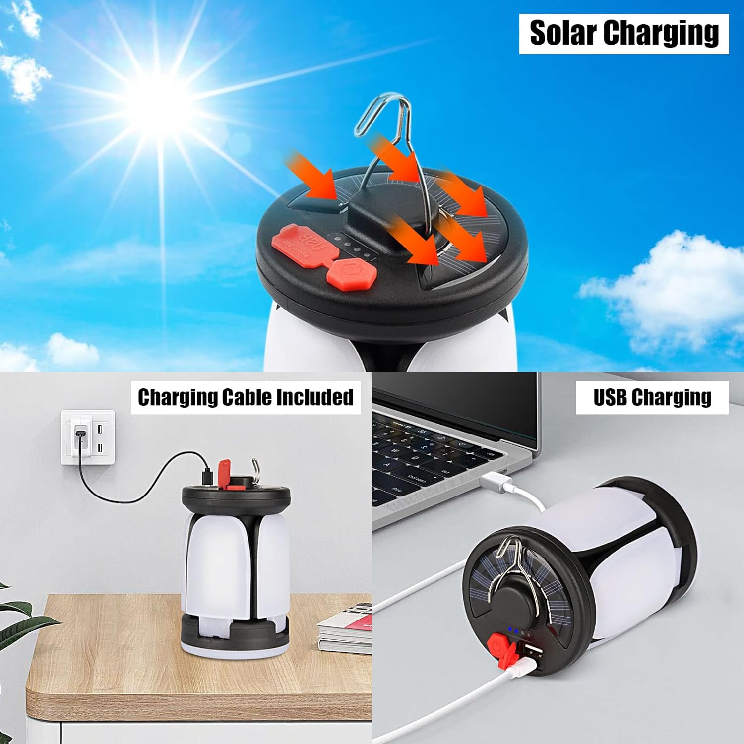 Camping Solar Lamp Rechargeable LED Light With Emergency Power Bank
