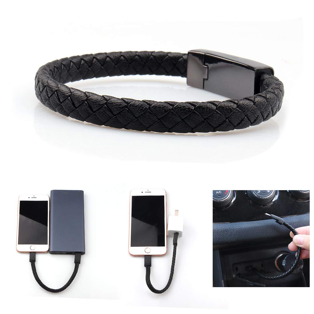 Leather Bracelet USB Cable Portable Fast Charging For All Mobile Phone