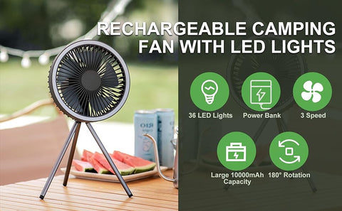 Portable Camping Fan 5 in-1 USB Rechargeable