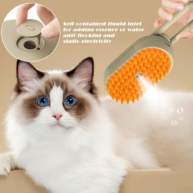 Cat Steam Brush Dog Hair Removal 3-in-1 Electric Spray Hair Brushes About Camping