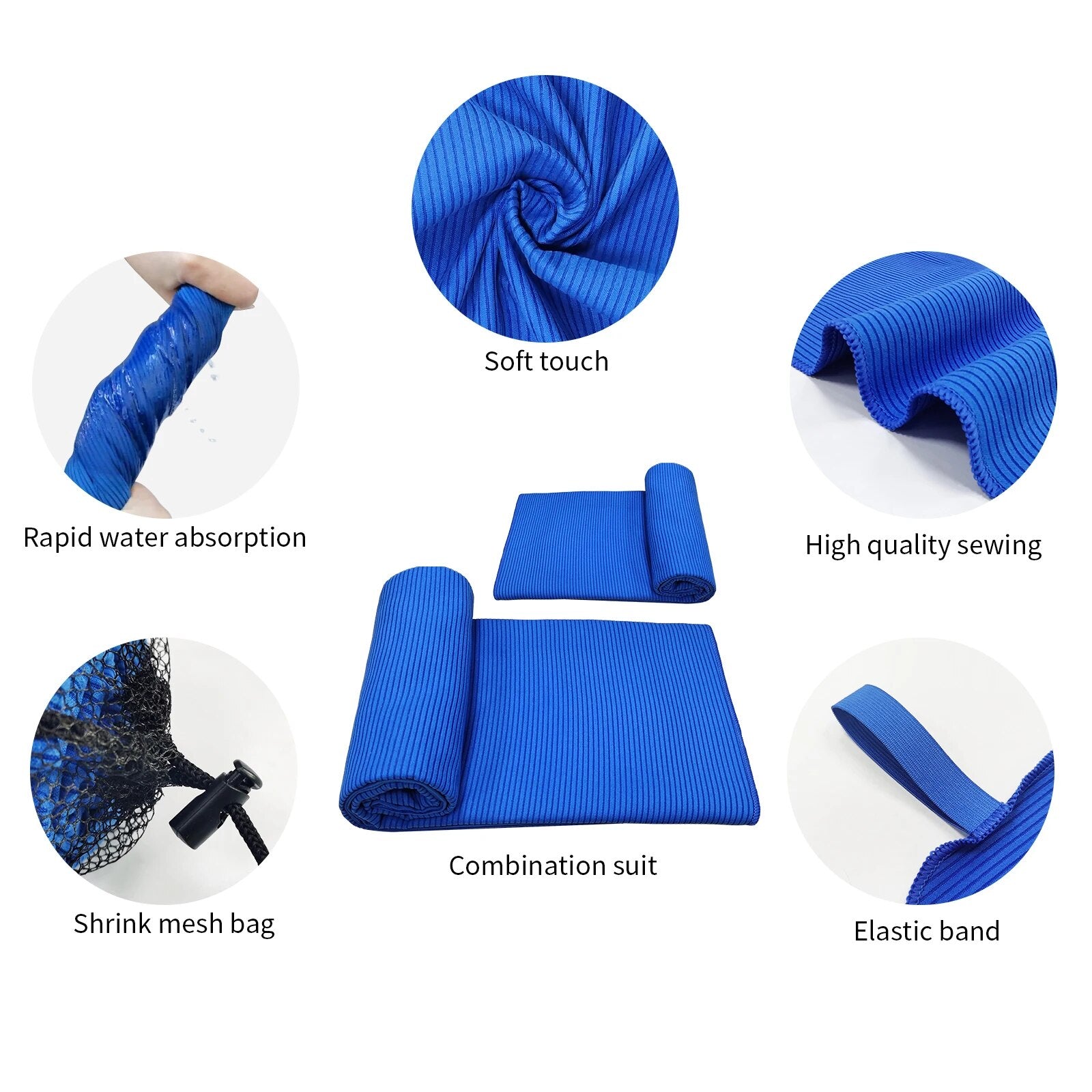 Microfiber Travel Towel Soft Fast Dry Absorbency Sand Free Camping Gym