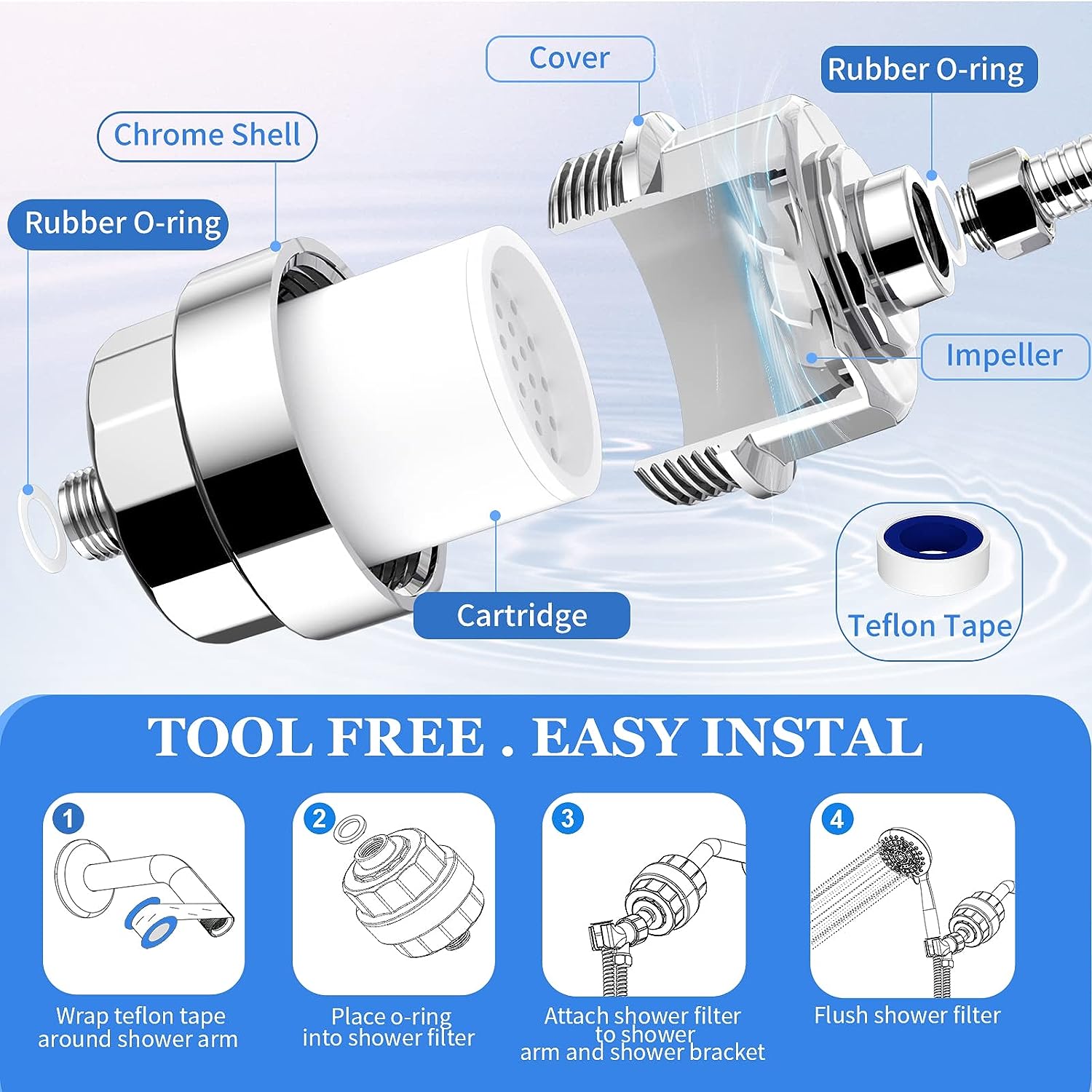 Shower Water Filter Remove Chlorine Chloramine Fluoride Heavy Metals