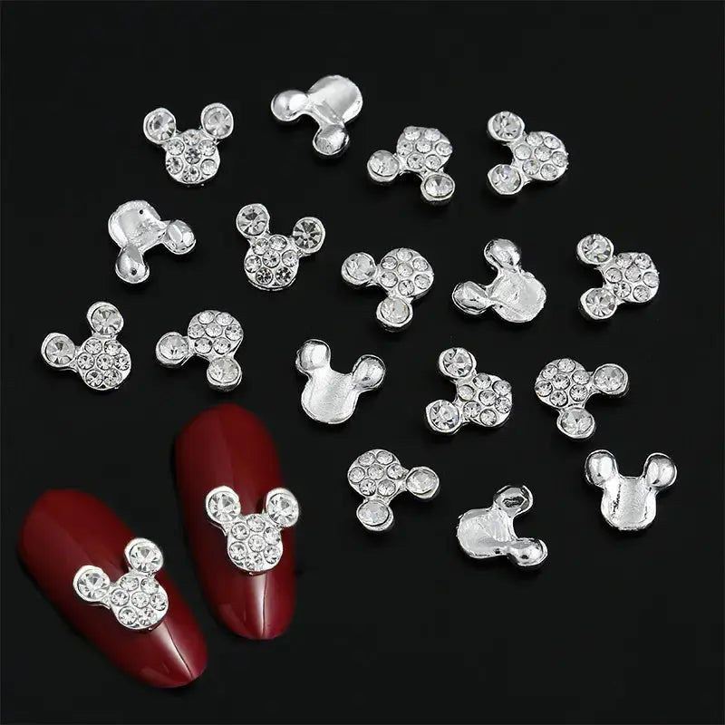 10 Pcs High Quality Glitter Full Drill Mouse Nial Art Decorations Alloy Rhinestones 3d Nail Jewelry Charms For Nails Couture Cozy