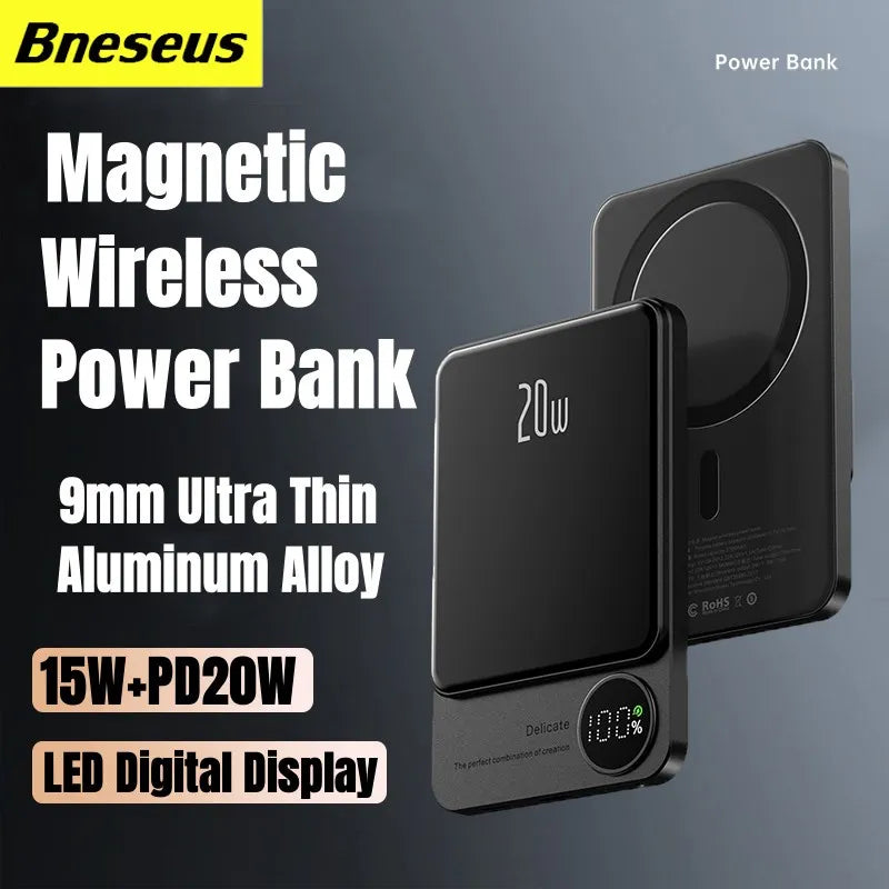 Magnetic Wireless Mobile Power Bank | Portable External Battery Pack