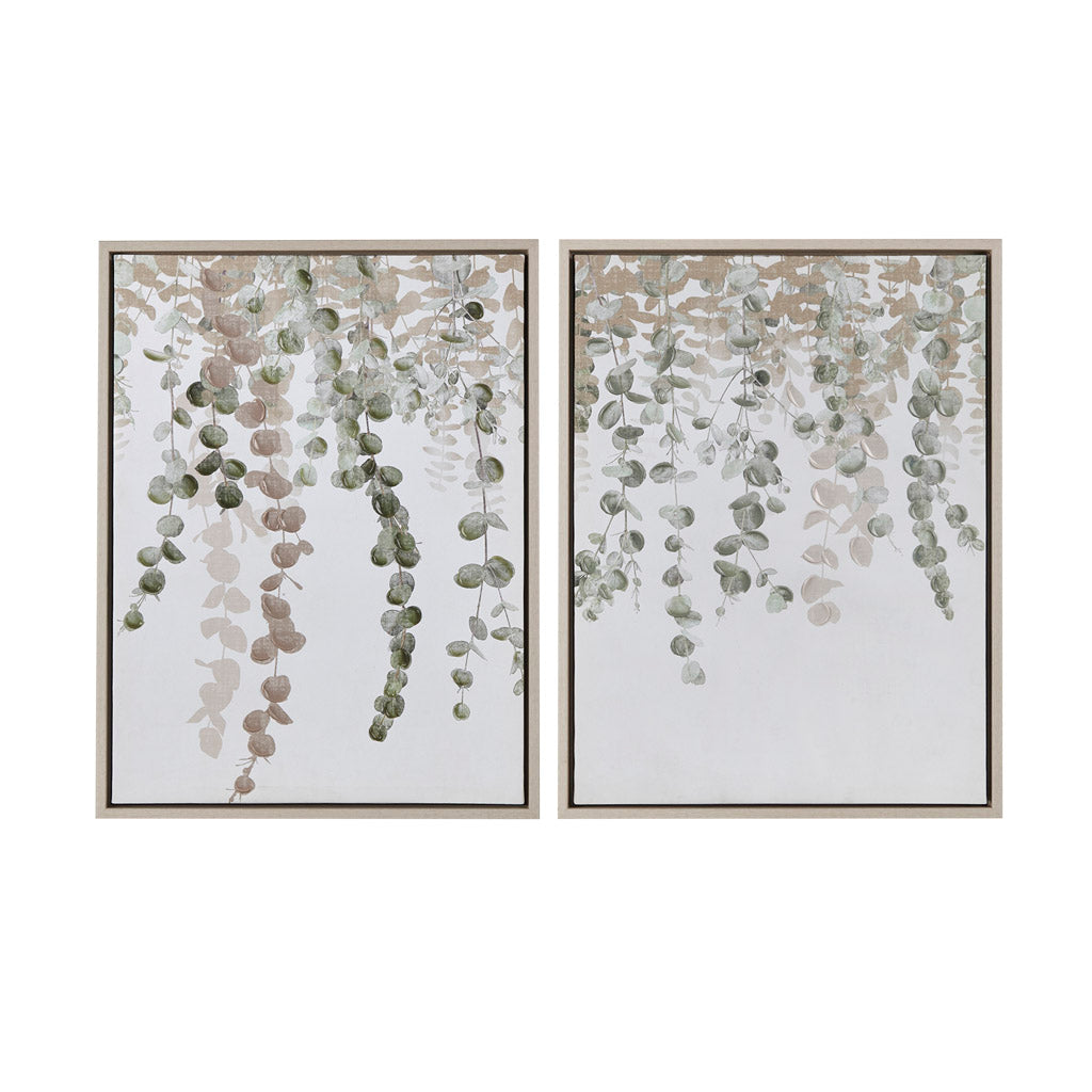 Gracie Mills Leandro Eucalyptus Framed Canvas Wall Art Set