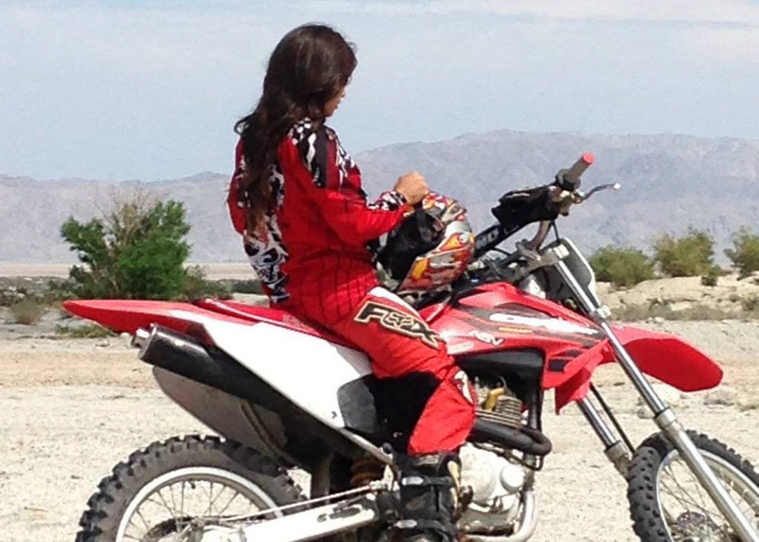Ashley riding dirt bikes