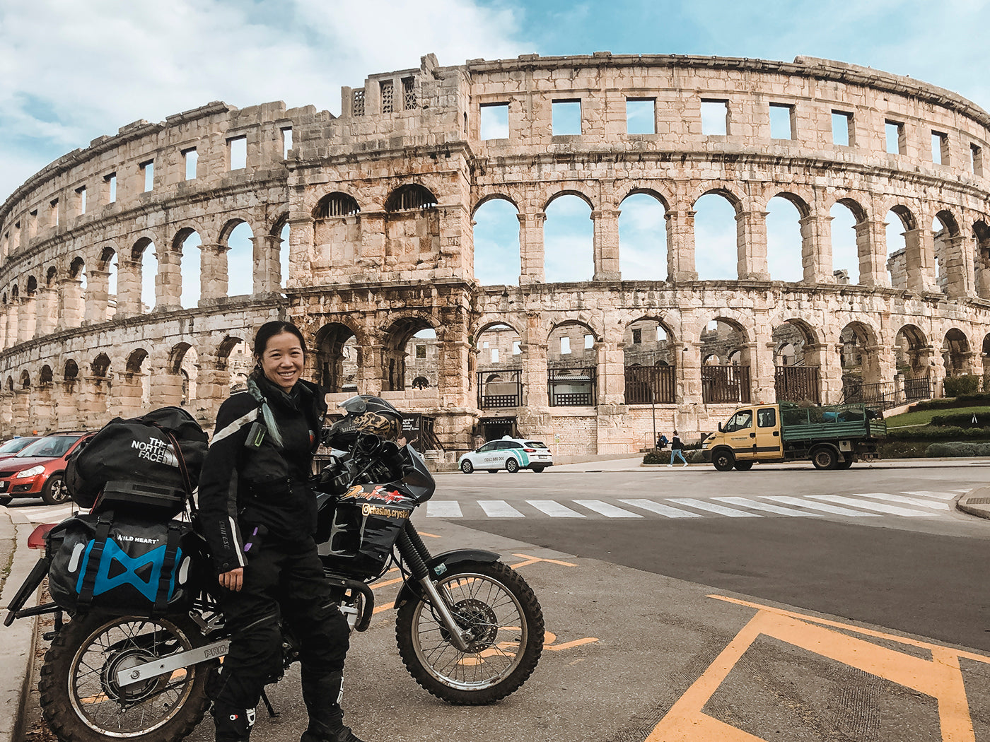 Crystal Fong in rome motorcycling 
