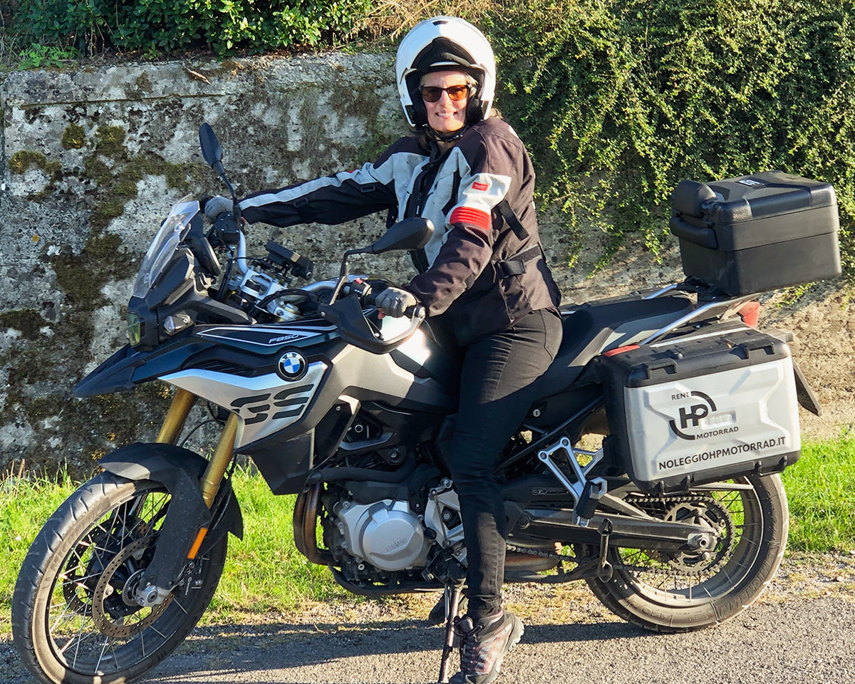 Lynda Meyers riding adventure motorcycles