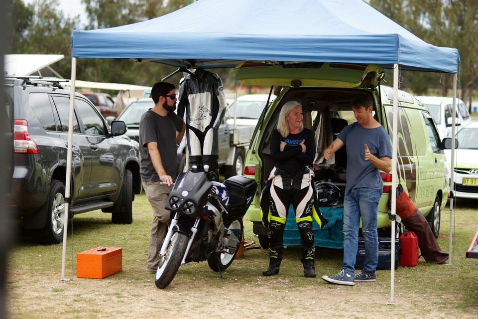 Morgan Park Track Day 2017 - 1990 CBR 250 RR - Luke (husband) Left - Matt (friend) Right