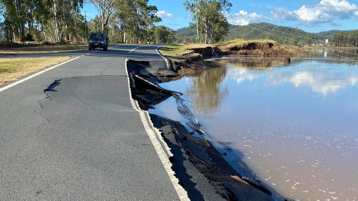 Australian flood road damage