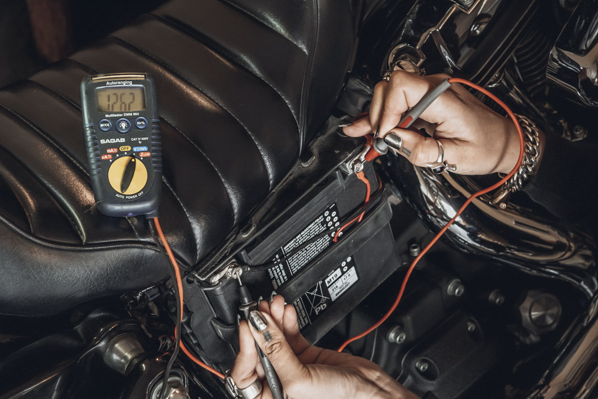 how to check the volts on a motorcycle battery