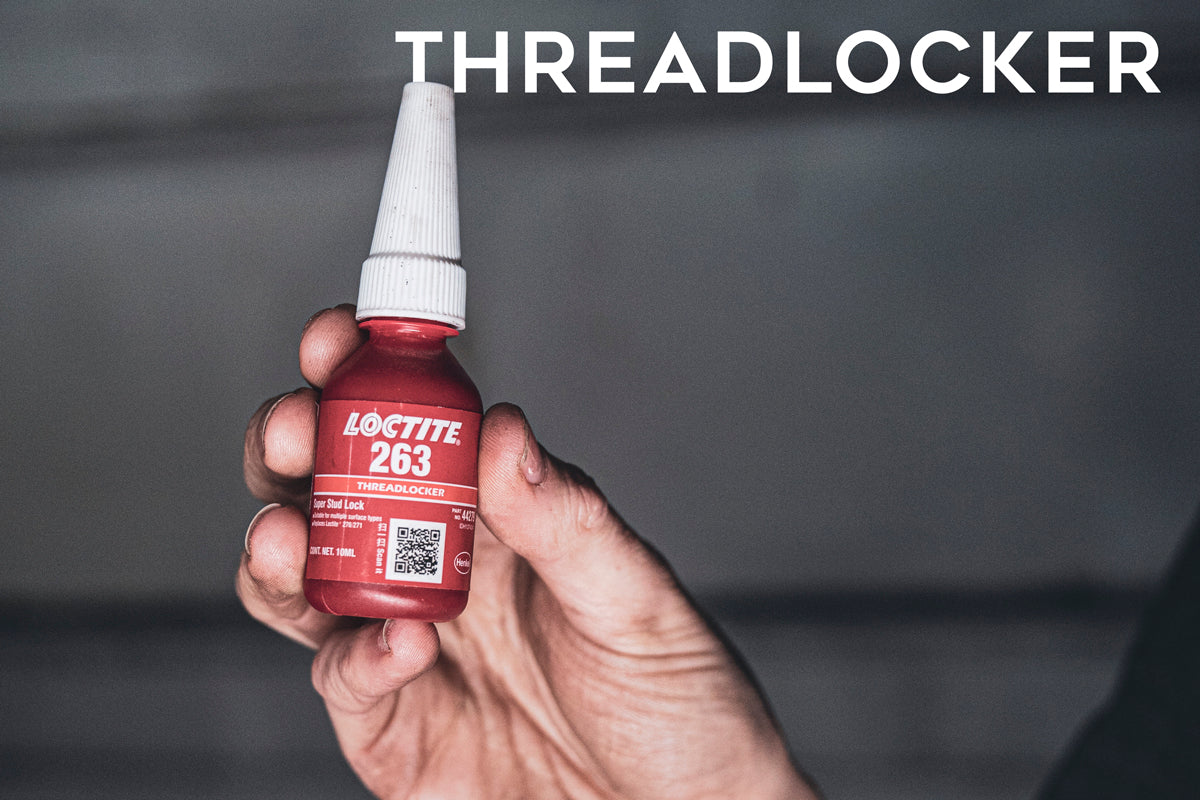 use threadlocker to secure nuts and bolts