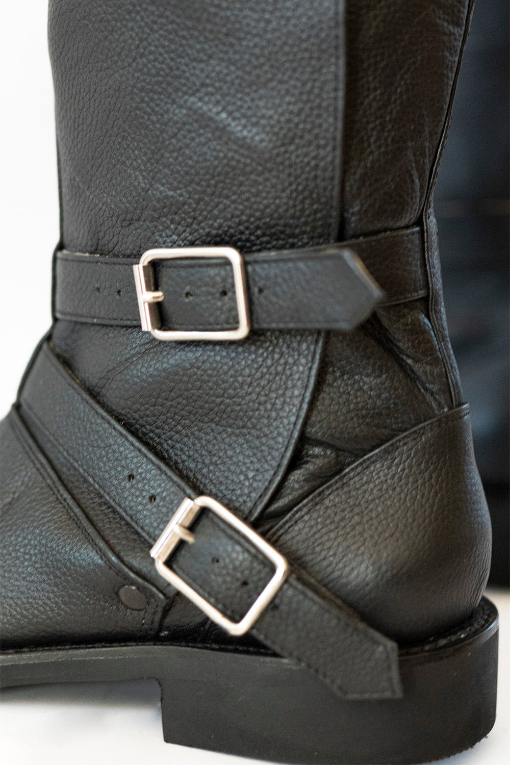 high top buckle motorcycle boots